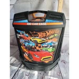 Hot Wheels 100 Car Rolling Storage Case, Retractable Handle + 11 Random Cars